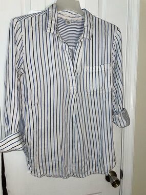 White Buttonless Striped Tunic Shirt